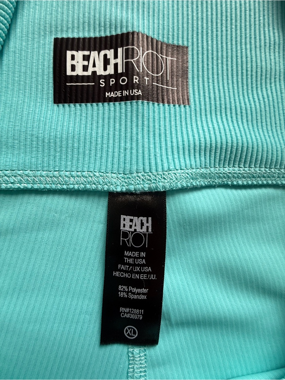 Beach Riot Turquoise Ribbed High-Waist Bike Shorts - Picture 4 of 6